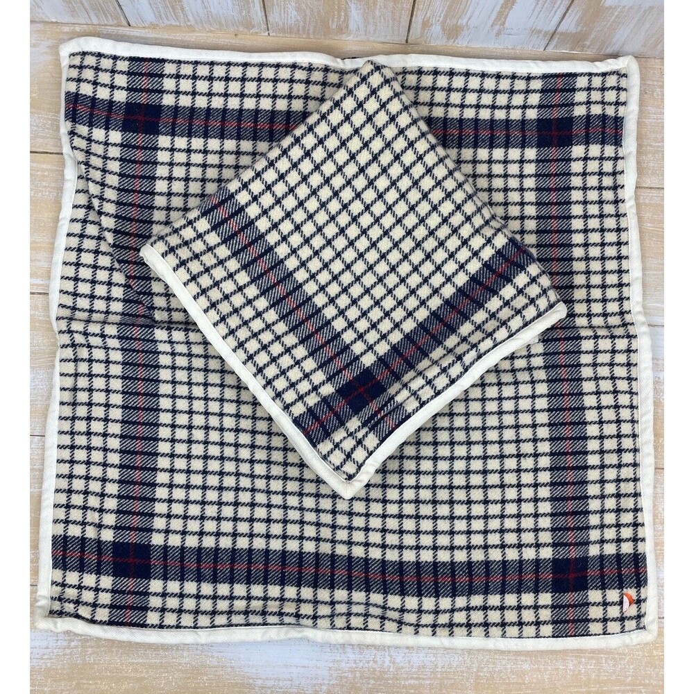 Lauren Ralph Lauren 100% Wool 24x24 Plaid Sham Pillow Covers Set of 2 - Picture 2 of 9